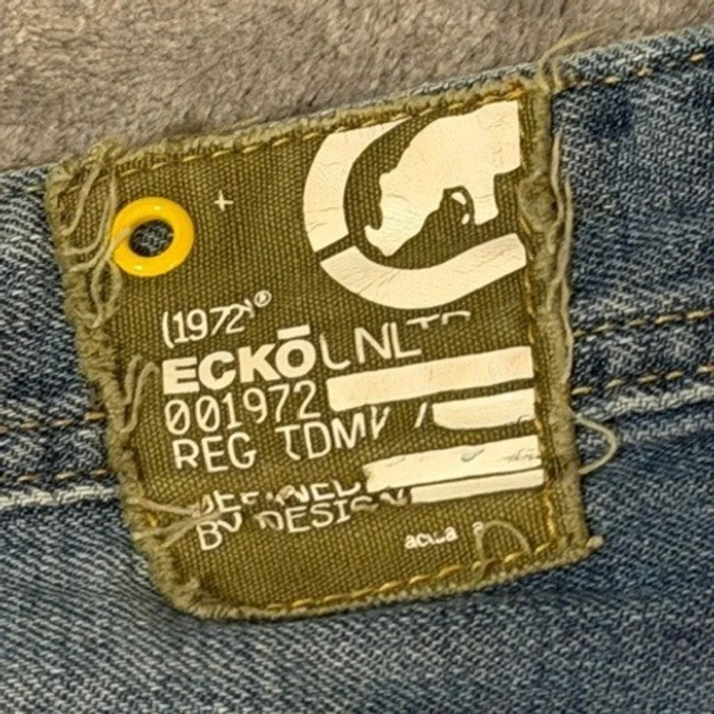 Ecko Unltd Mens Baggy Denim Shorts Blue Medium Wash Y2K Streetwear Size 36 Vtg